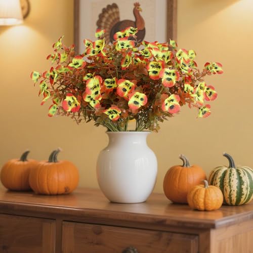 Artificial Fall Flowers for Decoration - 20 Bundles Faux Autumn Mums Outdoor UV-Resistant Plants