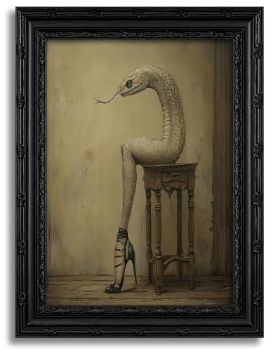 Framed Gothic Surreal Snake Wall Art - Human Form Variation - 11"L x 9"W