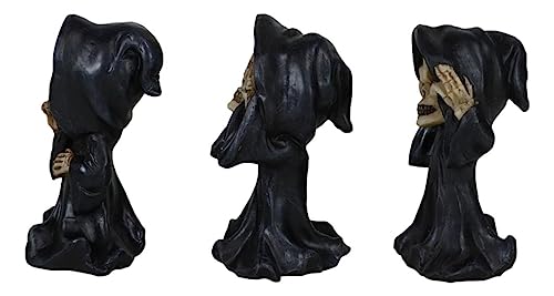 Gothic Grim Reaper Skeleton Figurines Set of 3 Halloween Decor Spooky Halloween Props