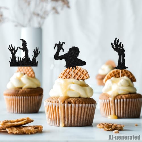 24Pcs Halloween Zombie Cupcake Toppers - Horror Party Decorations