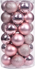 Pink 2.36-inch Shatterproof Christmas Ball Ornaments - 30 Count Holiday Tree Decorations