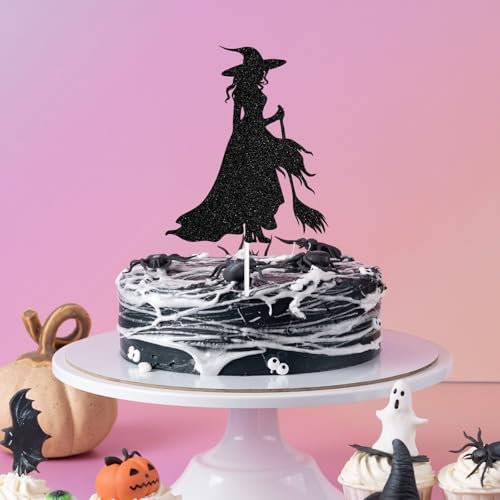 Witch Cake Topper Halloween Birthday Decorations for Girls Women