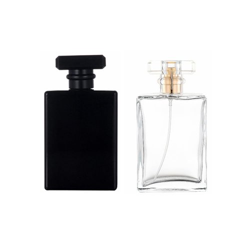 100ml Glass Perfume Atomizer,2 Pcs Empty Refillable Perfume Spray Bottle for Men and Women,Portable Fragrance Fine Mist Spray Bottle Dispenser for Travel (Gold+Black)
