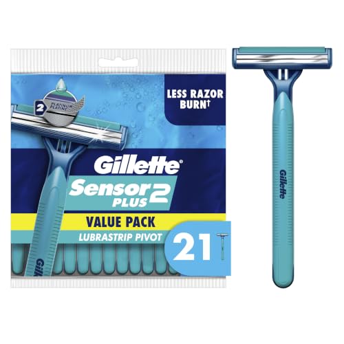 Gillette Sensor2 Plus Disposable Razor Pack of 21 with Pivoting Head & Lubrastrip