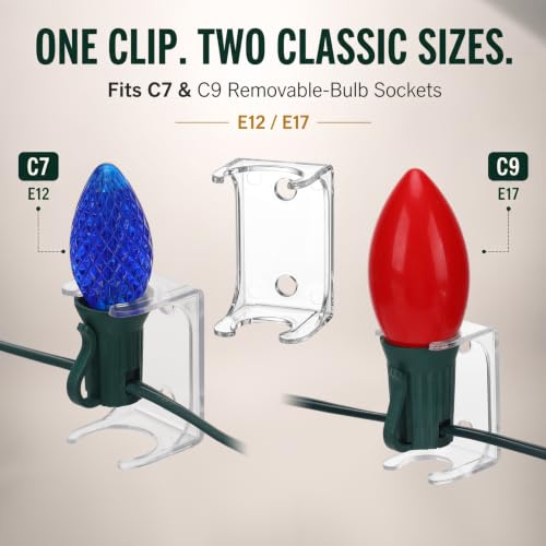 200 Pcs Christmas Light Clips for C7 C9 Sockets Waterproof Combo C - VIHOSE Variation 200
