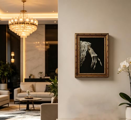 Skeleton Wall Art Canvas Print 24x16 Inches Gothic Skeleton Hand Framed Decor - Dark Academia Halloween