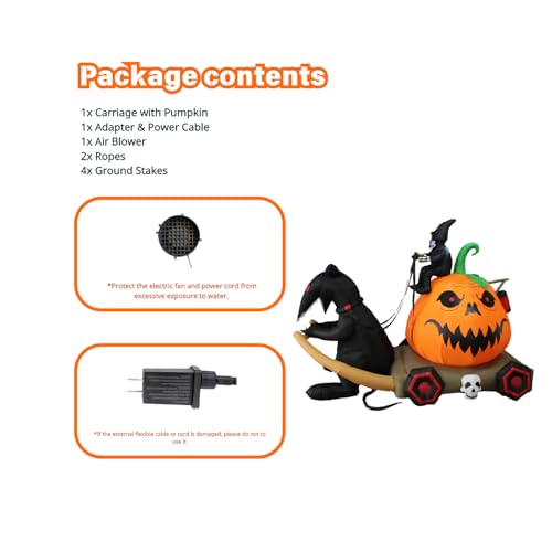 Inflatable Pumpkin Carriage Halloween Yard Decor with LED Lights 9FT Outdoor