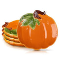 FillTouch Orange Ceramic Pumpkin Plates - Fall Appetizer & Dessert Dishes - 4 Pack