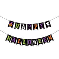 Halloween Decorations Indoor Banner Set with Pumpkin Ghost - White, Orange, Green, Purple