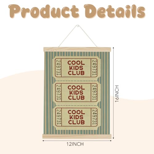Kids Playroom Decor Banner - Retro Ticket Design with Stamp Variation