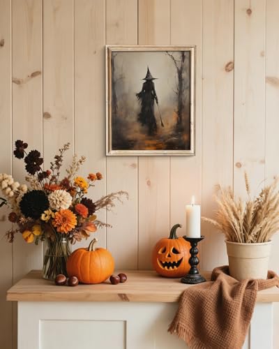 Halloween Witch Wall Art - Rustic Gothic Canvas Print, Unframed, 8x10 - Variation: Witch 10"L x 8"W