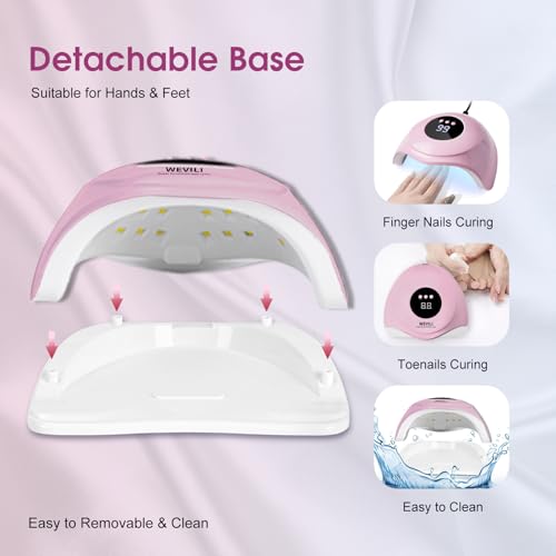 Pink UV LED Nail Lamp 72W for Gel Polish with 24 Beads & Auto Sensor