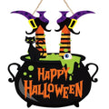 Halloween Witch Door Sign Wooden Wreath for Front Door Decoration