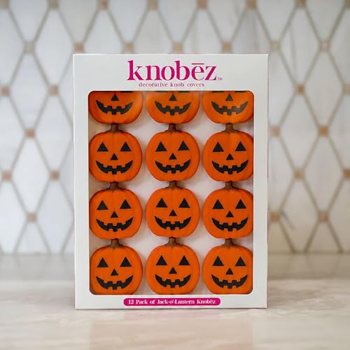 Jack O Lantern Decorative Knob Covers - Halloween Cabinet Decor (12 Pack)
