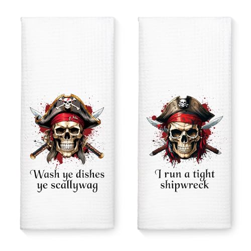 WUUCK00 2pcs Halloween Skeleton Kitchen Towels - White9