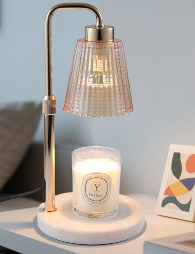 Marble White Candle Warmer Lamp with Cycle Timer, Dimmable Wax Melt Burner