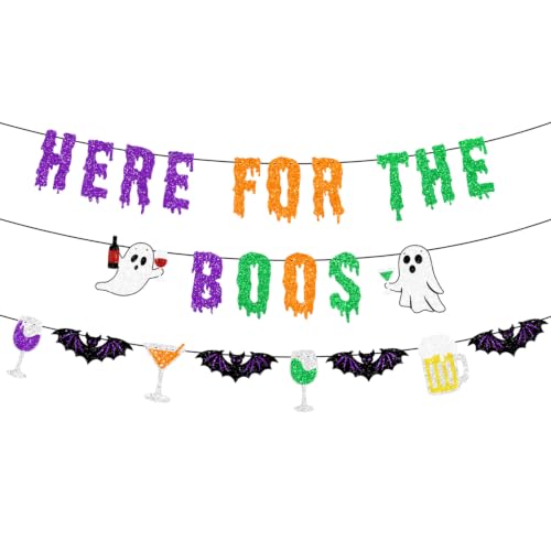 Halloween Party Banner - Glittery Here for The Boos Decorations Set