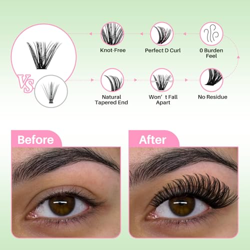 Wispy Lash Clusters Set 4 Styles 640pcs Natural Eyelash Extensions - 20D+40D+60D+80D Variation