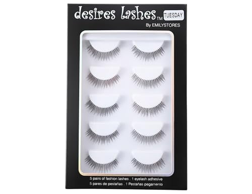 False Eyelash Natural Wispy Fluffy Strip Style - Tuesday Variation 5 Pairs