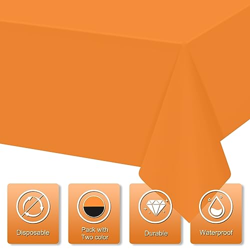 Rectangle Halloween Tablecloth 12Pcs Orange Black 54x108 Inches - Party Table Covers