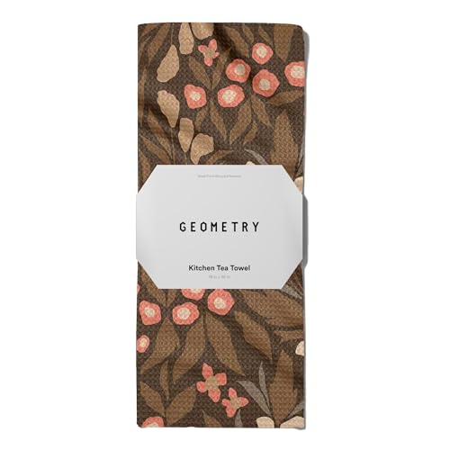 Geometry Fall Vibes Kitchen Towels - Microfiber Quick Dry Floral Dish Cloth 18x30 Inches - 1 Piece