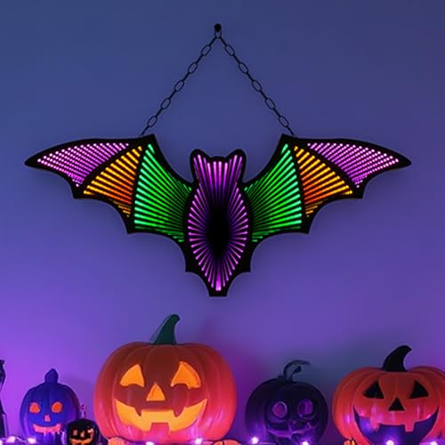 Halloween Bat Neon Sign - Purple & Green 3D Effect Indoor LED Wall Light