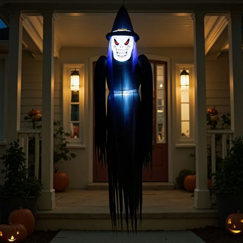 6FT Hanging Ghost Inflatable Halloween Decor with Built-in LEDs - Outdoor & Yard