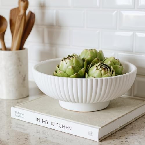 Decorative Concrete Fruit Bowl - Large Gray Key Bowl for Kitchen or Table - Handcrafted Modern Design
