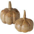 Farmhouse Pumpkin Figurines Set of 2 - Solid Wood Fall Decor