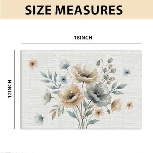 Soft-Toned Poppies Floral Spring Placemats Set of 4 - Boho Minimalist Home Decor