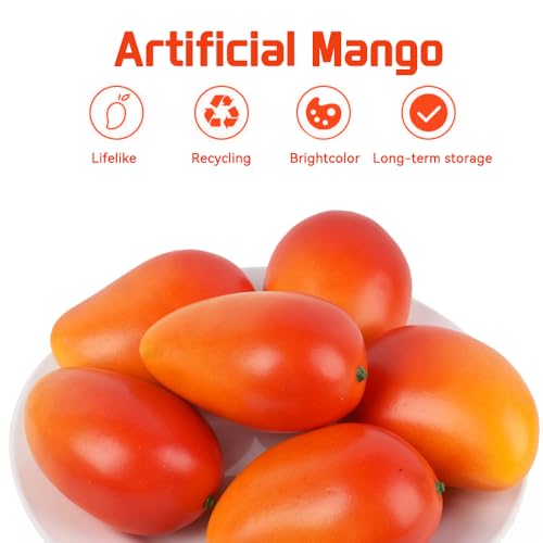 Artificial Red Mango Fruit Decor - Realistic Fake Fruit for Home & Party Decoration 6pcs