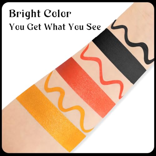 Black Red Orange Face Paint Set with Mirror & 3 Brushes + 3 Sponges - Halloween Makeup, Variation 11