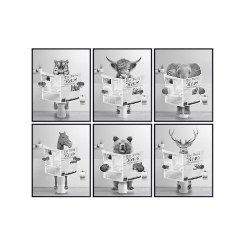 Funny Animal Bathroom Wall Art 8x10 Unframed Toilet Decor