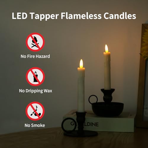 Flameless Taper Candles with Remote Control - 7 Inch LED Flickering Candle Sticks for Holiday Decor, 6 Pack