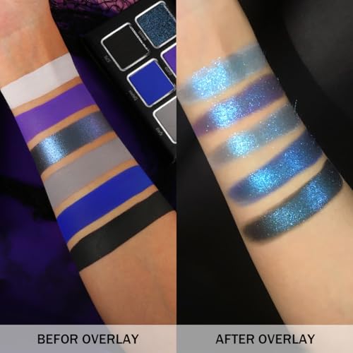 Witch Poison Eyeshadow Palette - Black Blue Purple Goth Makeup, Matte & Shimmer, 6 Colors - Variation #03