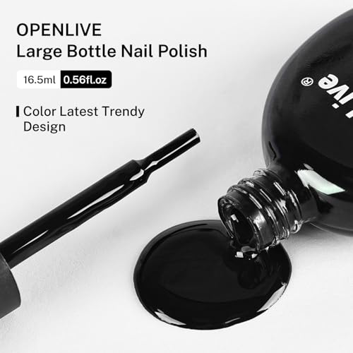 Black Nail Polish 16.5ml Fast Drying & High Gloss Finish - OpenLive