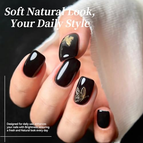 Black Gel Nail Polish - Opaque Black Halloween Design - Pure Black Variation, 15ml