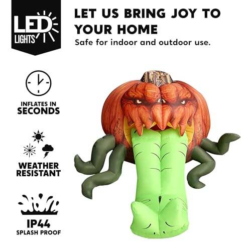 Inflatable Pumpkin Car Decoration with LED Lights - Halloween Trunk or Treat Scene Set