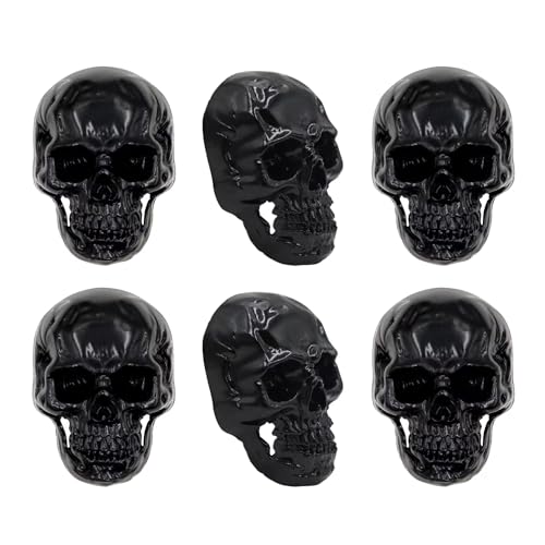 Black Skull Fridge Magnets Set - Gothic Locker & Decor Accessories, 6-Pack
