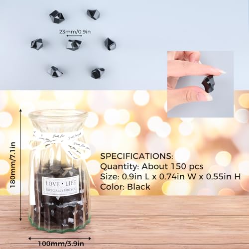 Black Acrylic Crushed Ice Rocks - Fake Crystal Ice Cubes 150PCS - Decorative Vase Fillers