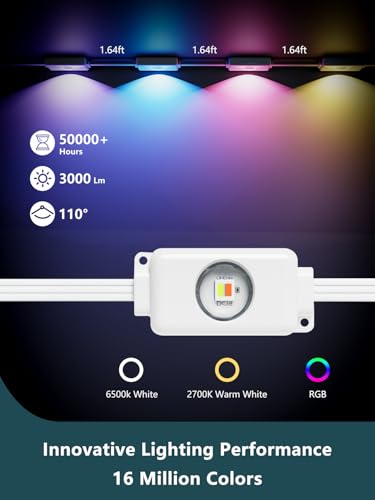 White 100FT RGBIC Outdoor Christmas Lights - Waterproof Smart Eave Lighting