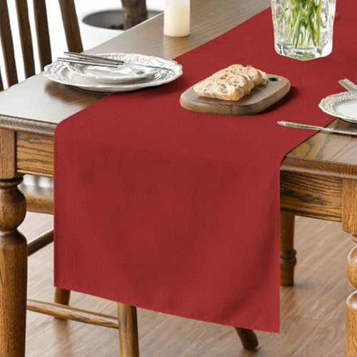Red Christmas Table Runner 13x108 Inch Washable Kitchen Dining Decor - Seasonal Home Accent