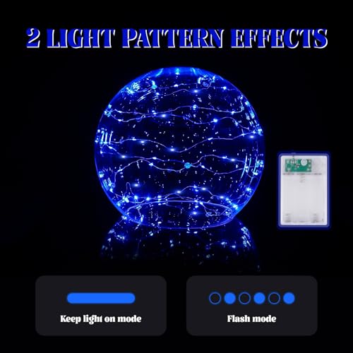 14-Inch Clear Acrylic Globe Helmet with Blue LED Lights for Halloween Decorations and Haunted House Props