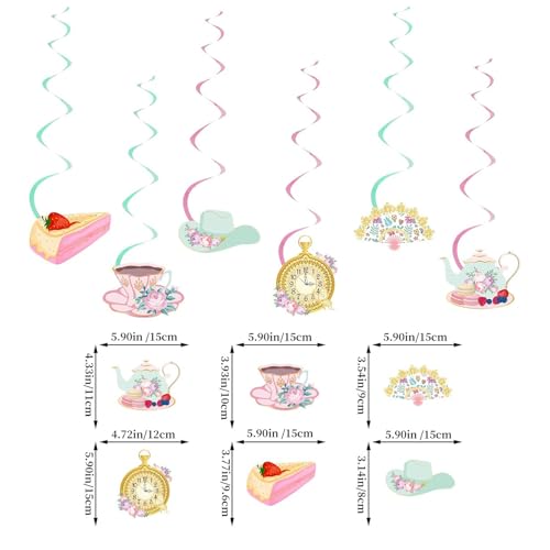 Birthday Party Banner Set with Cake Toppers and Spiral Charms - Tea Gathering Theme