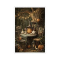 Unframed Vintage Fall Wall Art Pumpkin Witch Tea Party Canvas 11x14in