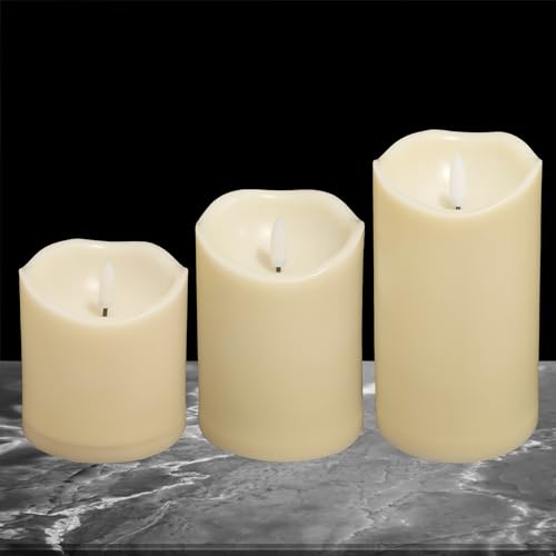 Flameless Pillar Candles with Timer - 3 Pack, 3" x 4/5/6"