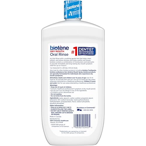 Biotene Oral Rinse Mouthwash for Dry Mouth, Breath Freshener and Dry Mouth Treatment, Fresh Mint - 2x33.8 fl oz