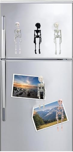 Halloween 3D Printed Skeleton Magnet Set - Style 4, Luminous Green & Blue, Poseable Fridge Magnets, 7-Inch, 5 Pieces