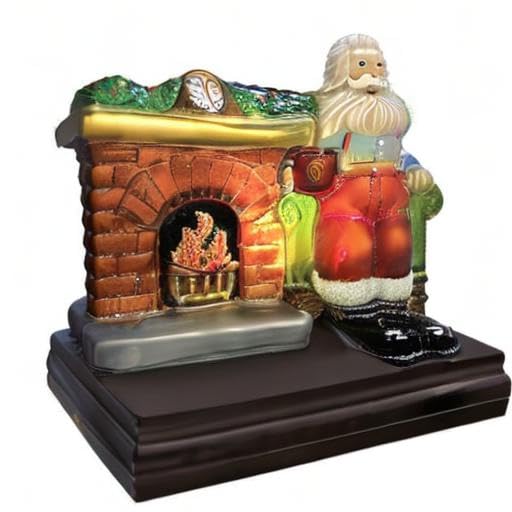 Santa Hearth Light Christmas Decoration with Glitter & Light Up Display