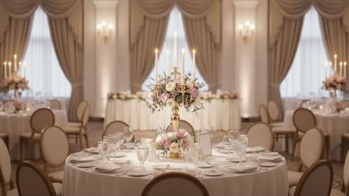 2pcs Gold 5-Arm Candelabra Centerpiece - Elegant Metal Candle Holders for Weddings & Events Variation of 5Arm / Gold / 2